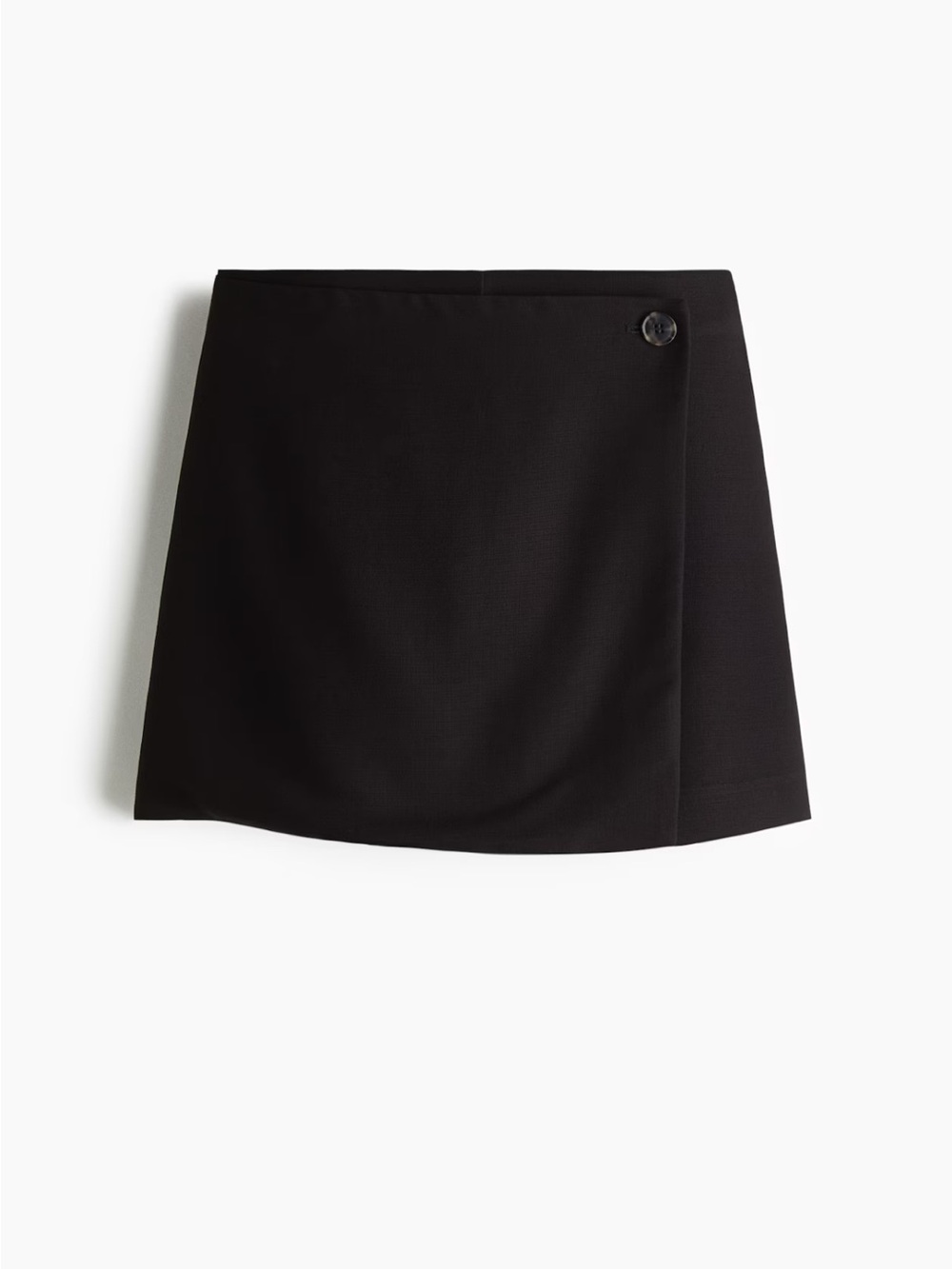H&M Black Wrap-Front Mini Skort with Button